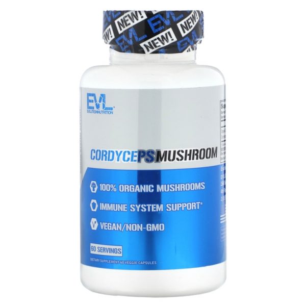 EVLution Nutrition, Кордицепс, гриб, 500 мг, 60 растительных капсул (Товар снят с продажи)