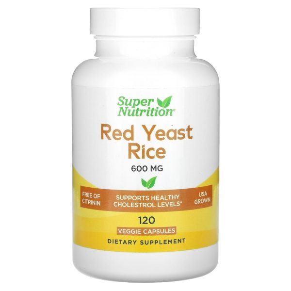 Super Nutrition, красный ферментированный рис, 600 мг, 120 растительных капсул