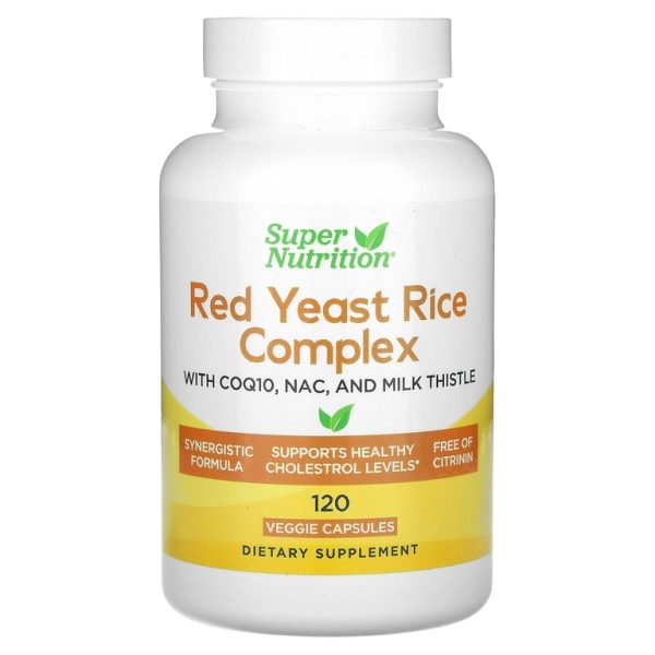 Super Nutrition, комплекс с органическим красным ферментированным рисом, N-ацетилцистеином, коэнзимом Q10 и экстрактом расторопши, 120 вегетарианских капсул