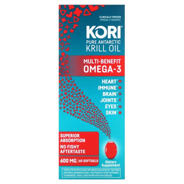 Kori, чистое масло атлантического криля, омега-3 с универсальными полезными свойствами, 60 капсул (600 мг в одной капсуле)