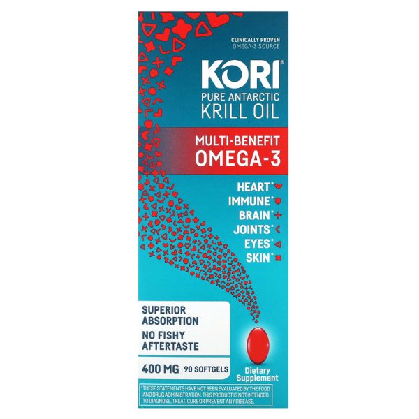 Kori, чистое масло антарктического криля, универсальная омега-3, 90 капсул (400 мг в 1 капсуле)