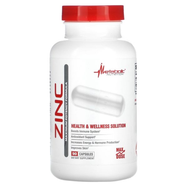 Metabolic Nutrition, Цинк, 75 мг, 90 капсул