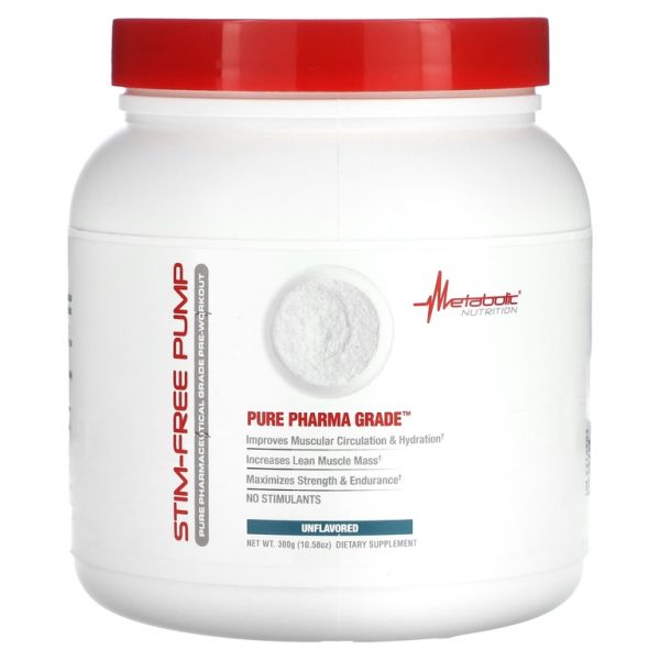 Metabolic Nutrition, Stim-Free Pump, без добавок, 300 г (10,58 унции)