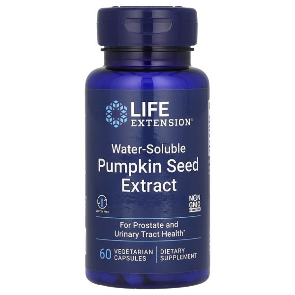 Life Extension, растворимый в воде экстракт семян тыквы, 60 вегетарианских капсул (262 мг в 1 капсуле)