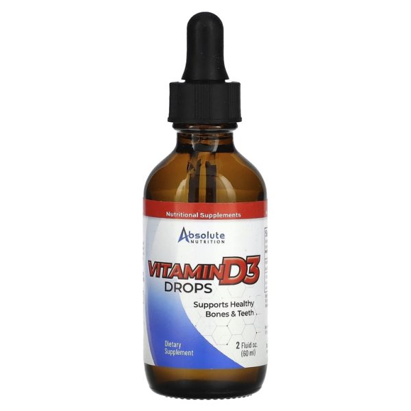 Absolute Nutrition, Витамин D3 в каплях, 5000 МЕ, 60 мл (2 жидк. Унции)