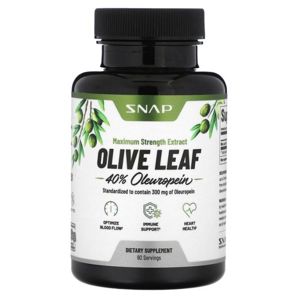 Snap Supplements, Листья оливкового дерева, максимальная эффективность, 750 мг, 60 капсул