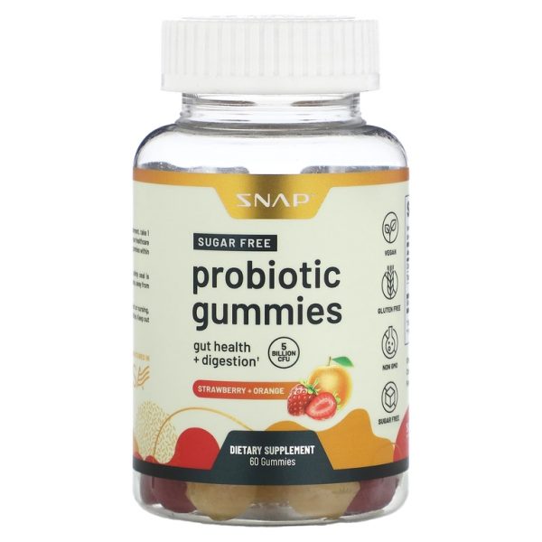 Snap Supplements, Жевательные мармеладки с пробиотиками, без сахара, клубника и апельсин, 5 млрд КОЕ, 60 жевательных таблеток (Товар снят с продажи)