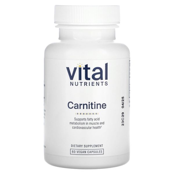 Vital Nutrients, Карнитин, 60 веганских капсул (500 мг на капсулу)