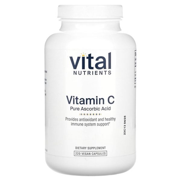 Vital Nutrients, чистая аскорбиновая кислота с витамином C, 220 веганских капсул