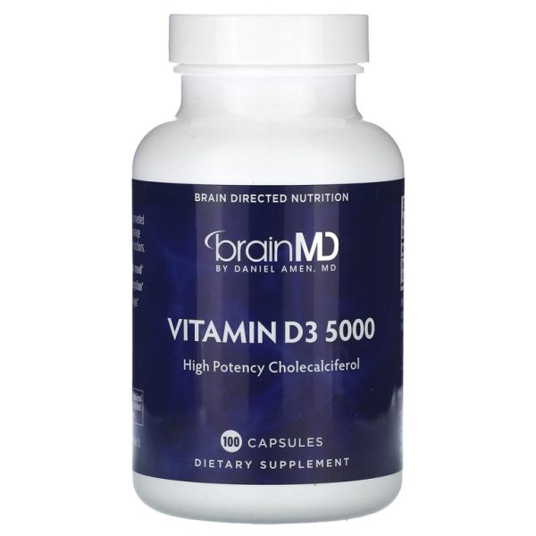BrainMD, Витамин D3 5000, 125 мкг (5000 МЕ), 100 капсул