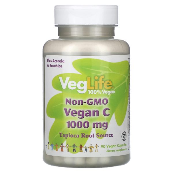VegLife, веганский витамин C без ГМО, 1000 мг, 90 веганских капсул (Товар снят с продажи)