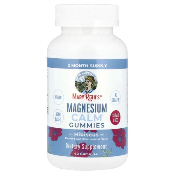 MaryRuth's, Успокаивающие жевательные таблетки с магнием, гибискус, 50 мг, 60 жевательных таблеток
