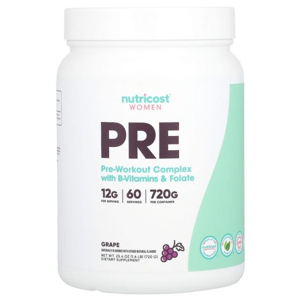 Nutricost, для женщин, предтренировочный комплекс с витаминами группы B и фолатом, со вкусом винограда, 720 г (1,6 фунта) (Товар снят с продажи)