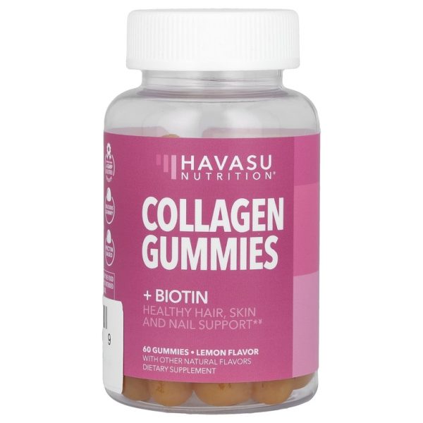 Havasu Nutrition, Жевательные мармеладки с коллагеном + биотин, лимон, 60 жевательных таблеток
