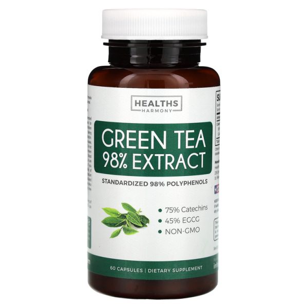 Healths Harmony, 98% экстракт зеленого чая, 60 капсул (500 мг на капсулу)