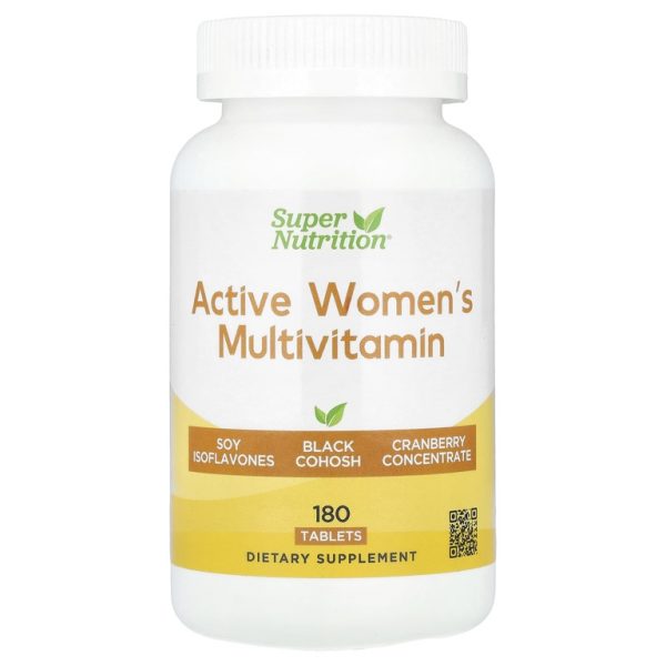 Super Nutrition, мультивитамины для активных женщин с воронцем кистевидным, изофлавонами сои и концентратом клюквы, 180 таблеток