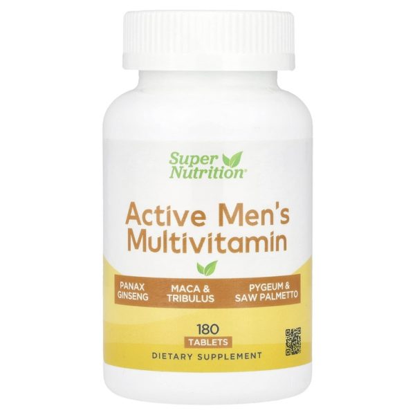 Super Nutrition, мультивитамины для активных мужчин, с экстрактом женьшеня обыкновенного, маки, серенои и якорцов, 180 таблеток