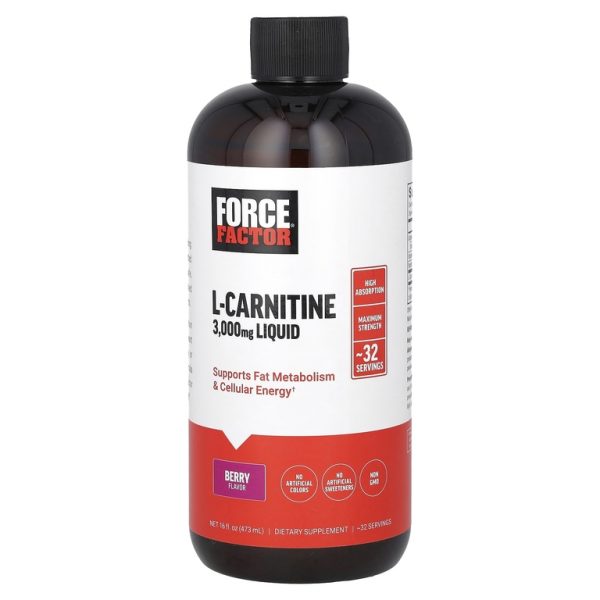 Force Factor, L-карнитин, жидкий, ягодный, 3000 мг, 473 мл (16 жидк. унц.)