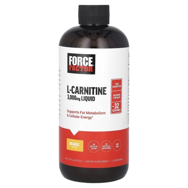 Force Factor, L-карнитин, жидкий, апельсин, 3000 мг, 473 мл (16 жидк. унц.)