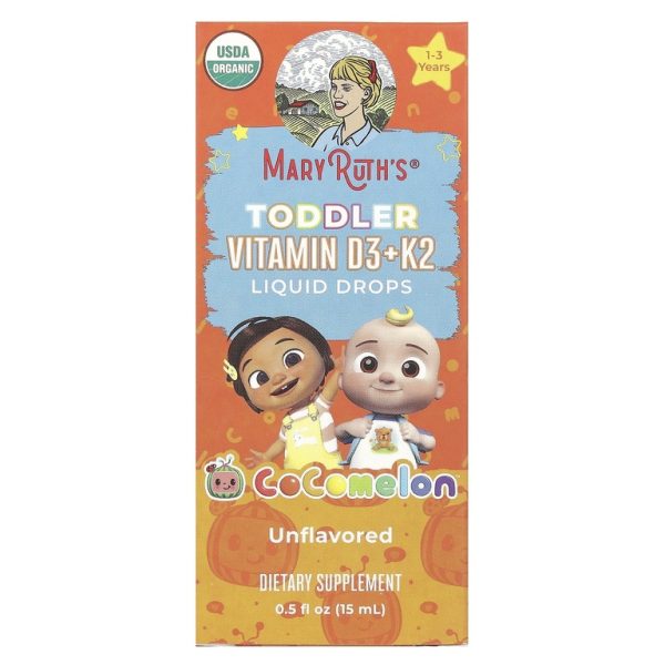 MaryRuth's, Cocomelon, витамины D3 и K2 в жидкой форме, для детей 1–3 лет, без ароматизаторов, 15 мл (0,5 жидк. унции) (Товар снят с продажи)