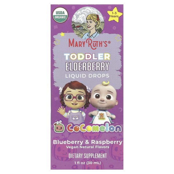 MaryRuth's, Cocomelon, жидкие капли из бузины для малышей, для детей от 1 до 3 лет, голубика и малина, 35 мг, 30 мл (1 жидк. Унция)