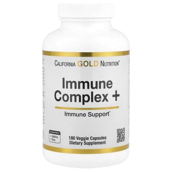 California Gold Nutrition, Immune Complex+, комплекс для укрепления иммунитета с витаминами A, C и D, цинком и селеном, 180 растительных капсул