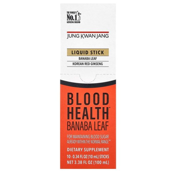JungKwanJang, Blood Health, листья банабы, корейский красный женьшень, 10 жидких стиков по 10 мл (0,34 жидк. унции) (Товар снят с продажи)