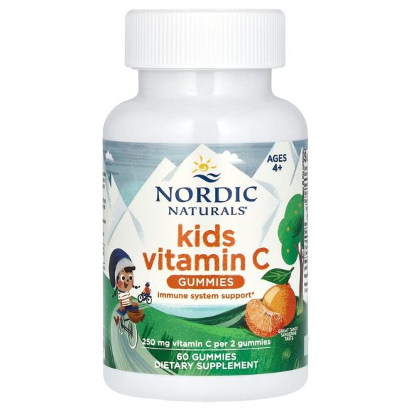 Nordic Naturals, Жевательные таблетки с витамином C для детей от 4 лет, с насыщенным мандарином, 60 жевательных таблеток (125 мг в 1 жевательной мармеладке)