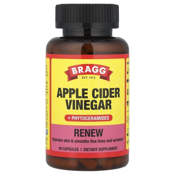 Bragg, Renew, яблочный уксус с фитокерамидами, 90 капсул