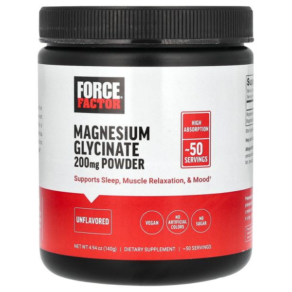 Force Factor, глицинат магния, в порошке, без добавок, 140 г (4,94 унции)
