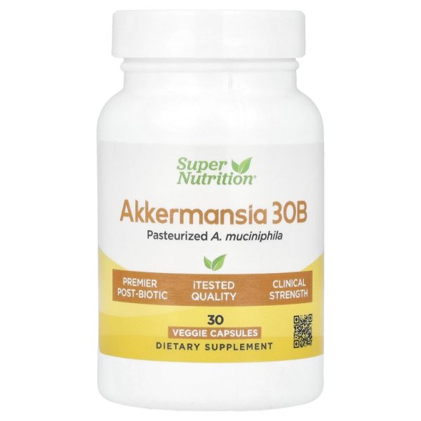 Super Nutrition, аккермансия 30B, 150 мг, 30 растительных капсул