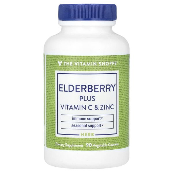 The Vitamin Shoppe, бузина с витамином C и цинком, 90 растительных капсул