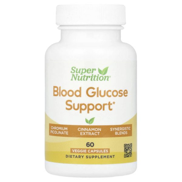 Super Nutrition, поддержание уровня глюкозы в крови с экстрактами пиколината хрома, корицы, пажитника и винограда, 60 растительных капсул
