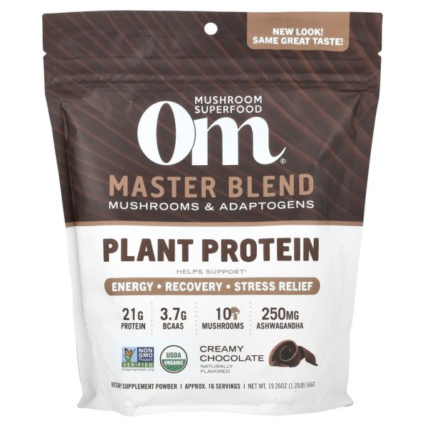 Om Mushrooms, Master Blend, растительный протеин, сливочный шоколад, 546 г (1,2 фунта)