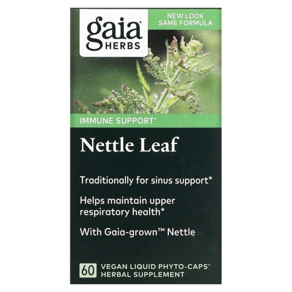Gaia Herbs, лист крапивы, 60 веганских фитокапсул с жидкостью (225 мг в 1 капсуле)