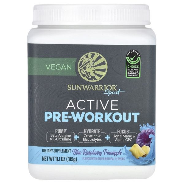 Sunwarrior, Sport, активный перед тренировкой, ананас с голубой малиной, 315 г (11,1 унции)