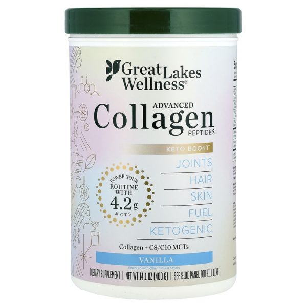 Great Lakes Wellness, Advanced Collagen Pepetides, ваниль, 400 г (14,1 унции)