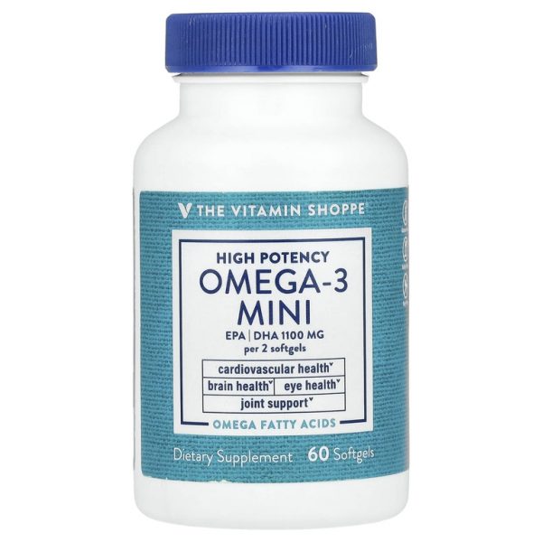 The Vitamin Shoppe, Омега-3 мини, высокая эффективность, 60 капсул (700 мг в каждой капсуле)