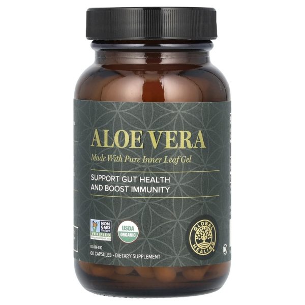 Global Healing, алоэ вера, 60 капсул (180 мг в 1 капсуле)