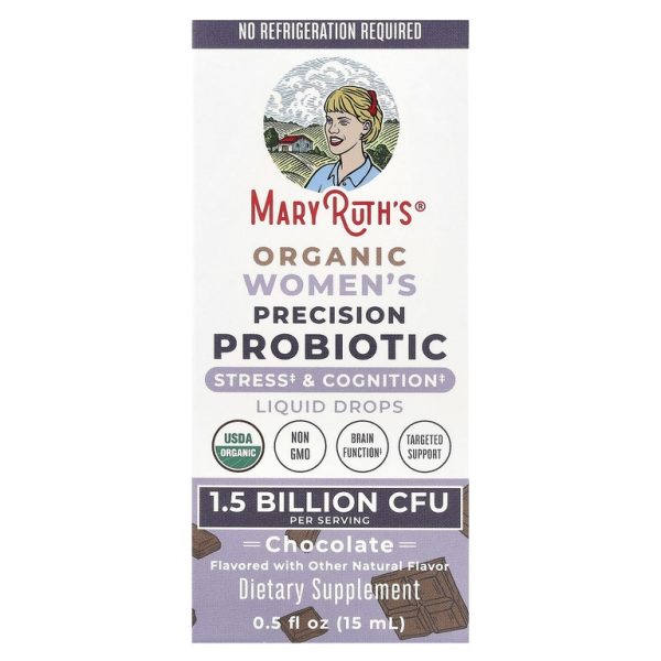 MaryRuth's, Органический пробиотик для женщин, жидкие капли, шоколад, 1,5 млрд КОЕ, 15 мл (0,5 жидк. унц.)