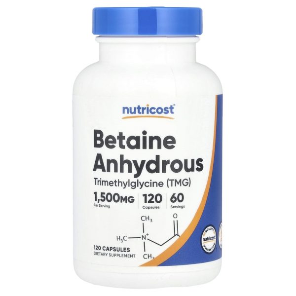 Nutricost, Безводный бетаин, 120 капсул (750 мг на капсулу)