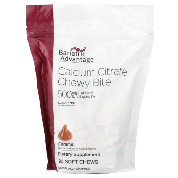 Bariatric Advantage, Chewy Bite с цитратом кальция, без сахара, карамель, 90 жевательных таблеток