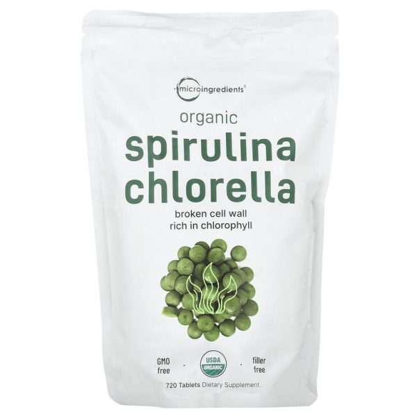 Micro Ingredients, Органическая спирулина и хлорелла, 720 таблеток