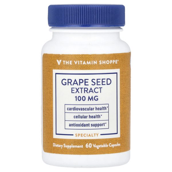 The Vitamin Shoppe, Экстракт виноградных косточек, 100 мг, 60 растительных капсул