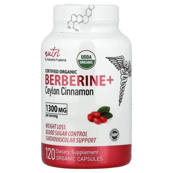 Nutri, Органический берберин + цейлонская корица, 120 органических капсул