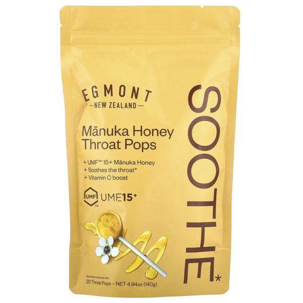 Egmont Honey, Manuka Honey Throat Pops, UMF ™ 15+, 20 леденцов, 140 г (4,94 унции)