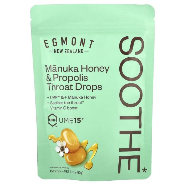 Egmont Honey, леденцы для горла с мёдом манука и прополисом, 15 шт., 90 г (3,17 унции)