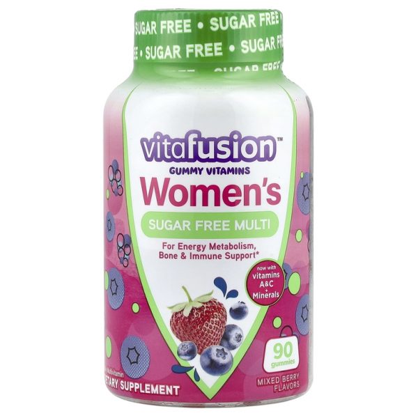 VitaFusion, Мультивитамины для женщин без сахара, ягодное ассорти, 90 жевательных таблеток