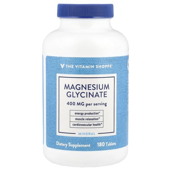 The Vitamin Shoppe, Глицинат магния, 400 мг, 180 таблеток (200 мг в каждой таблетке)