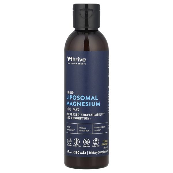 Vthrive, Жидкий липосомальный магний, лимон, 100 мг, 180 мл (6 жидк. Унций)